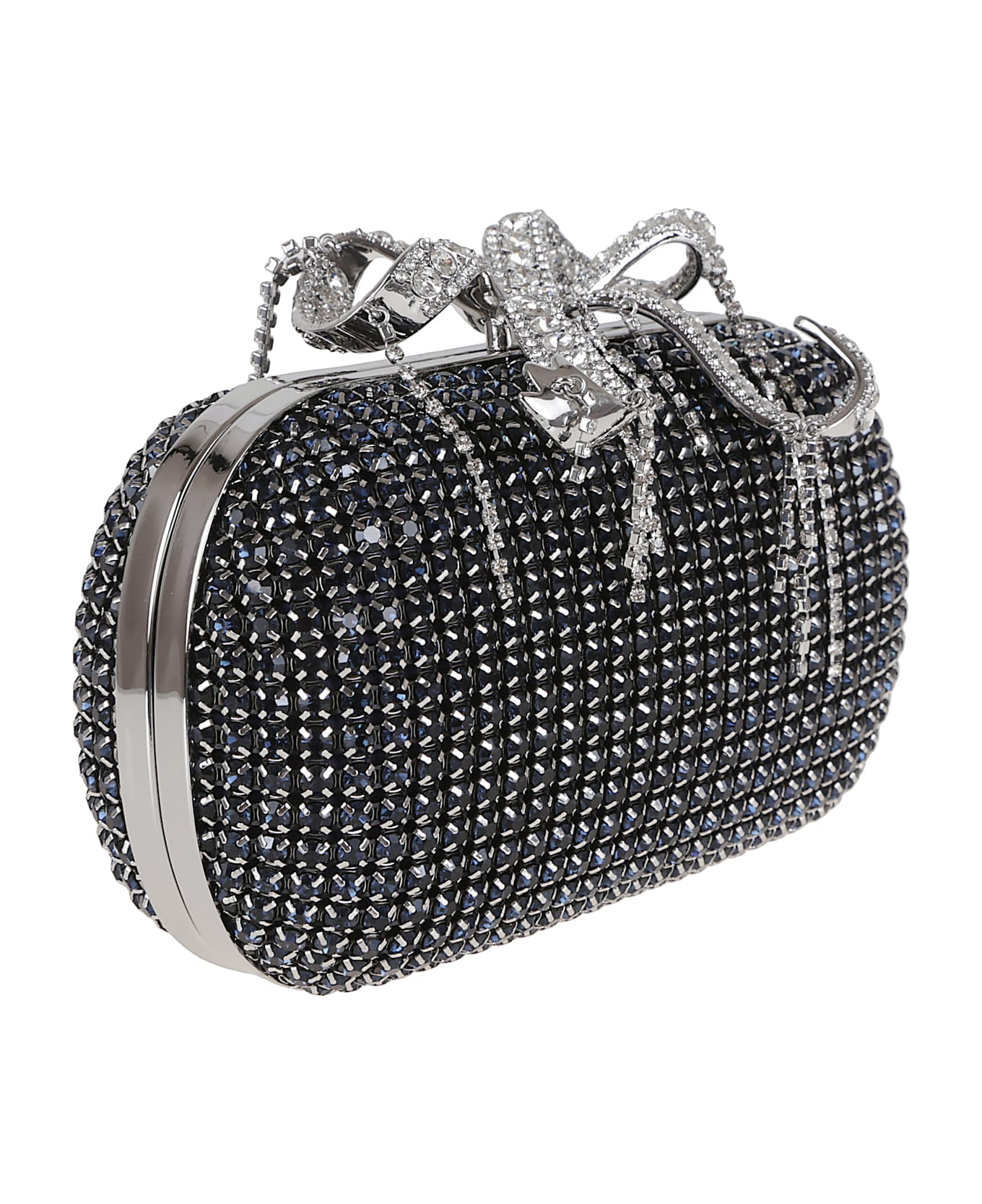 self-portrait Navy Chainmail Clutch Bag - Navy