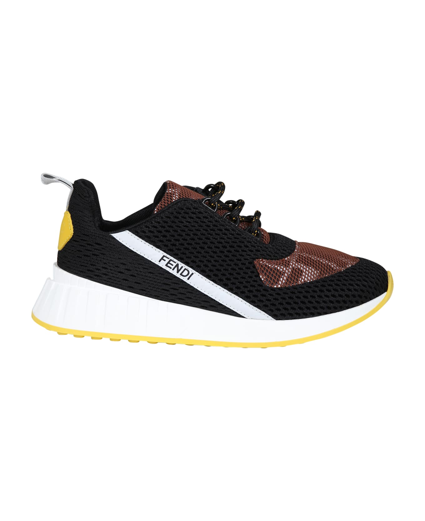 Fendi Black Sneakers For Kids With Iconic Double F - Multicolor