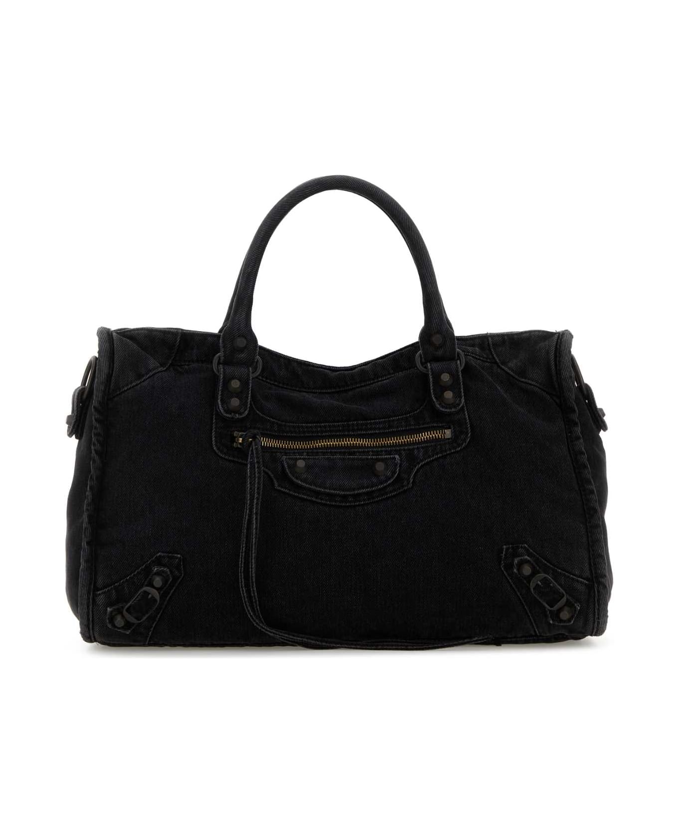 Balenciaga Black Denim Medium Le City Handbag - BLACK