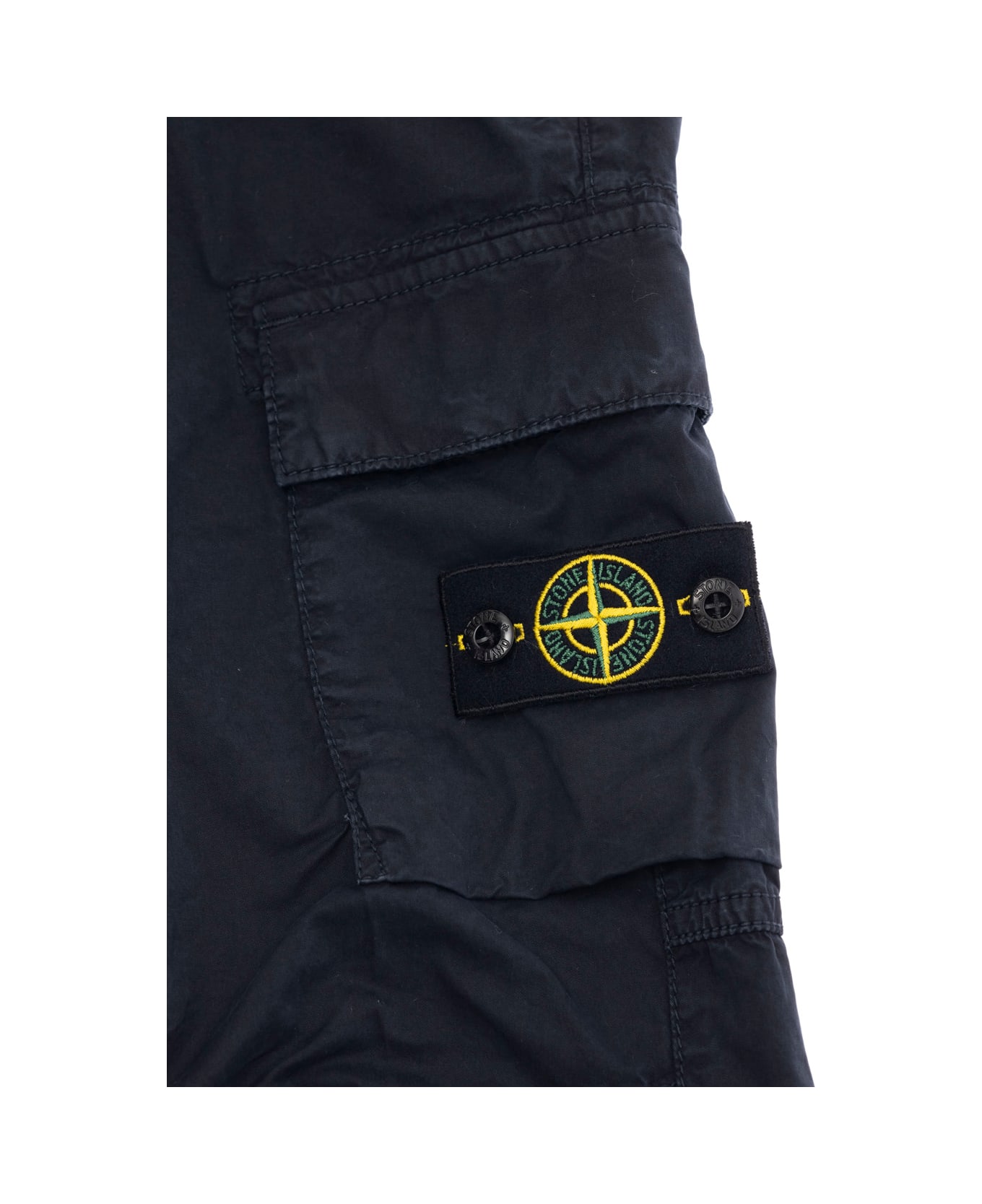 Stone Island Junior Blue Pants With Belt Loops And Logo Patch On The Front In Cotton Stretch Boy - Blu