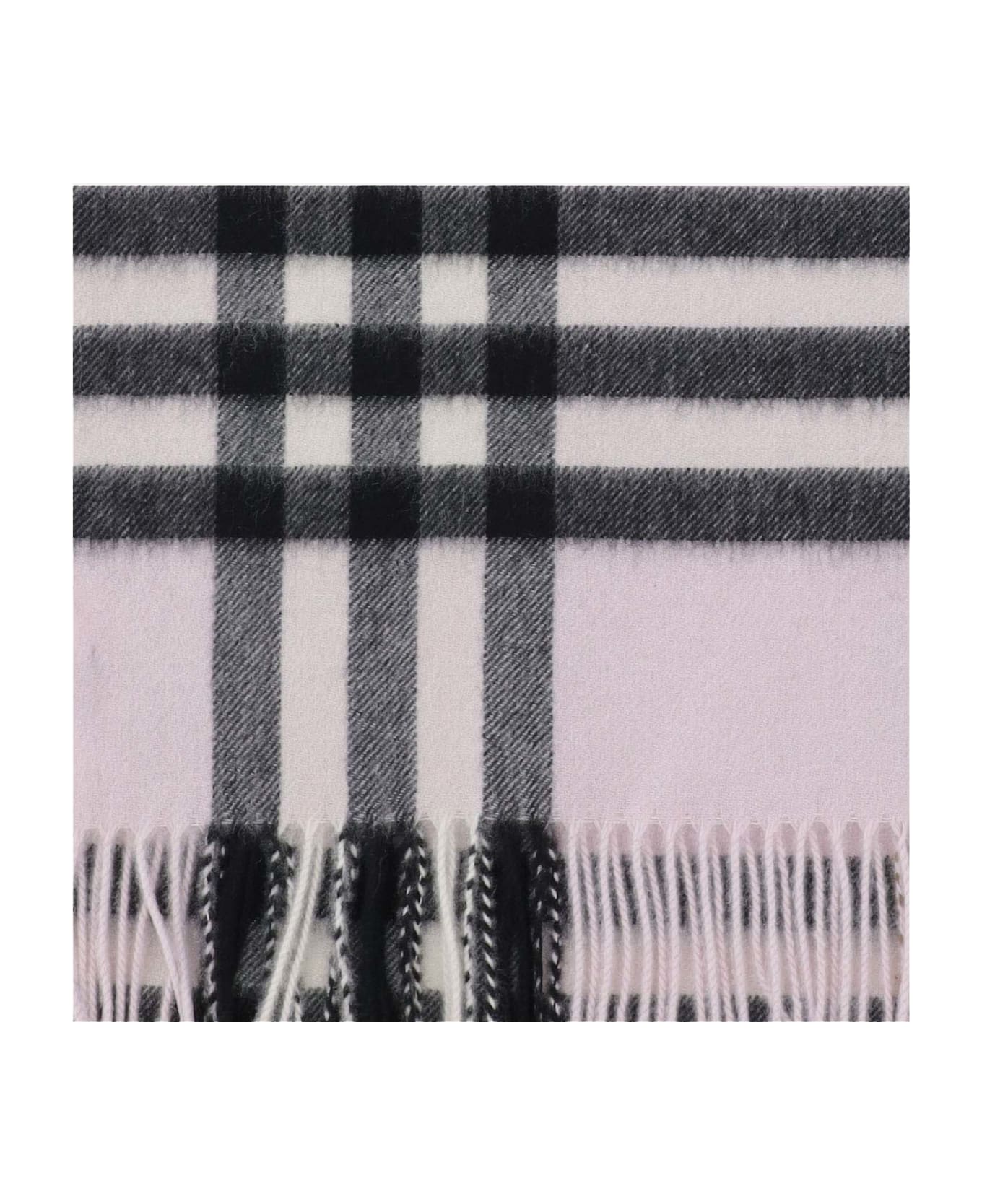 Burberry Cashmere Scarf With Check Pattern - Pale Candy Pink