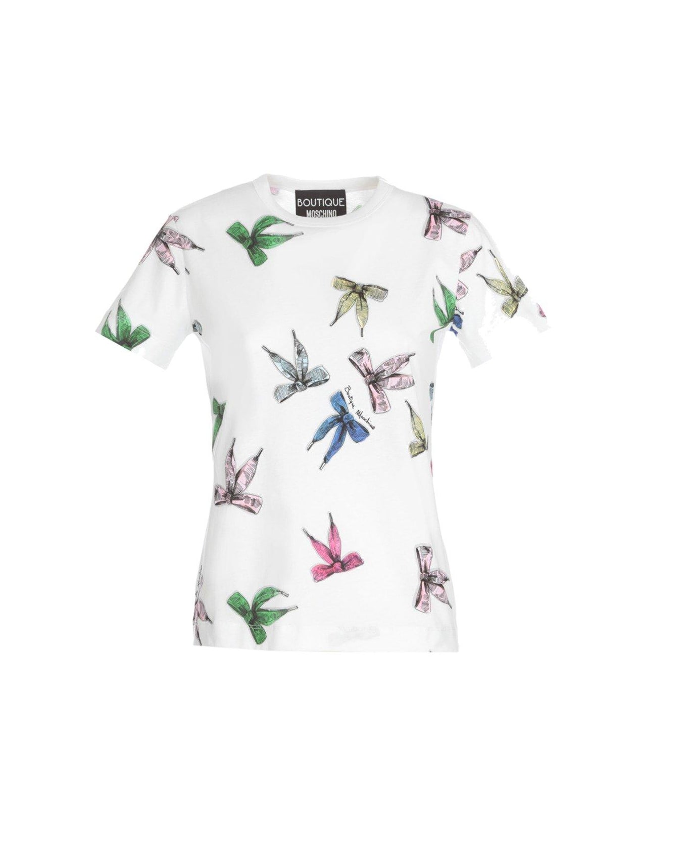 Boutique Moschino All-over Flakes Printed Crewneck T-shirt - White