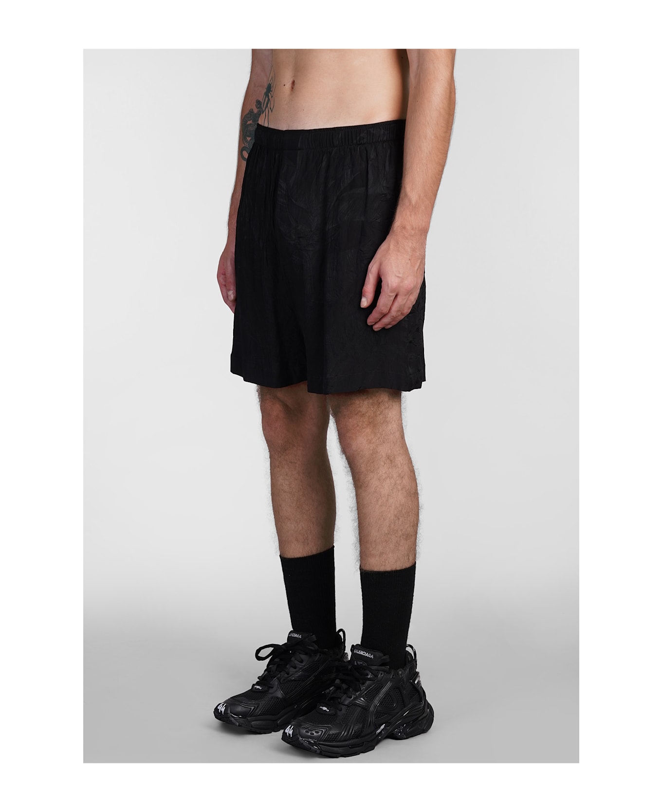 Balenciaga Shorts In Black Silk - black