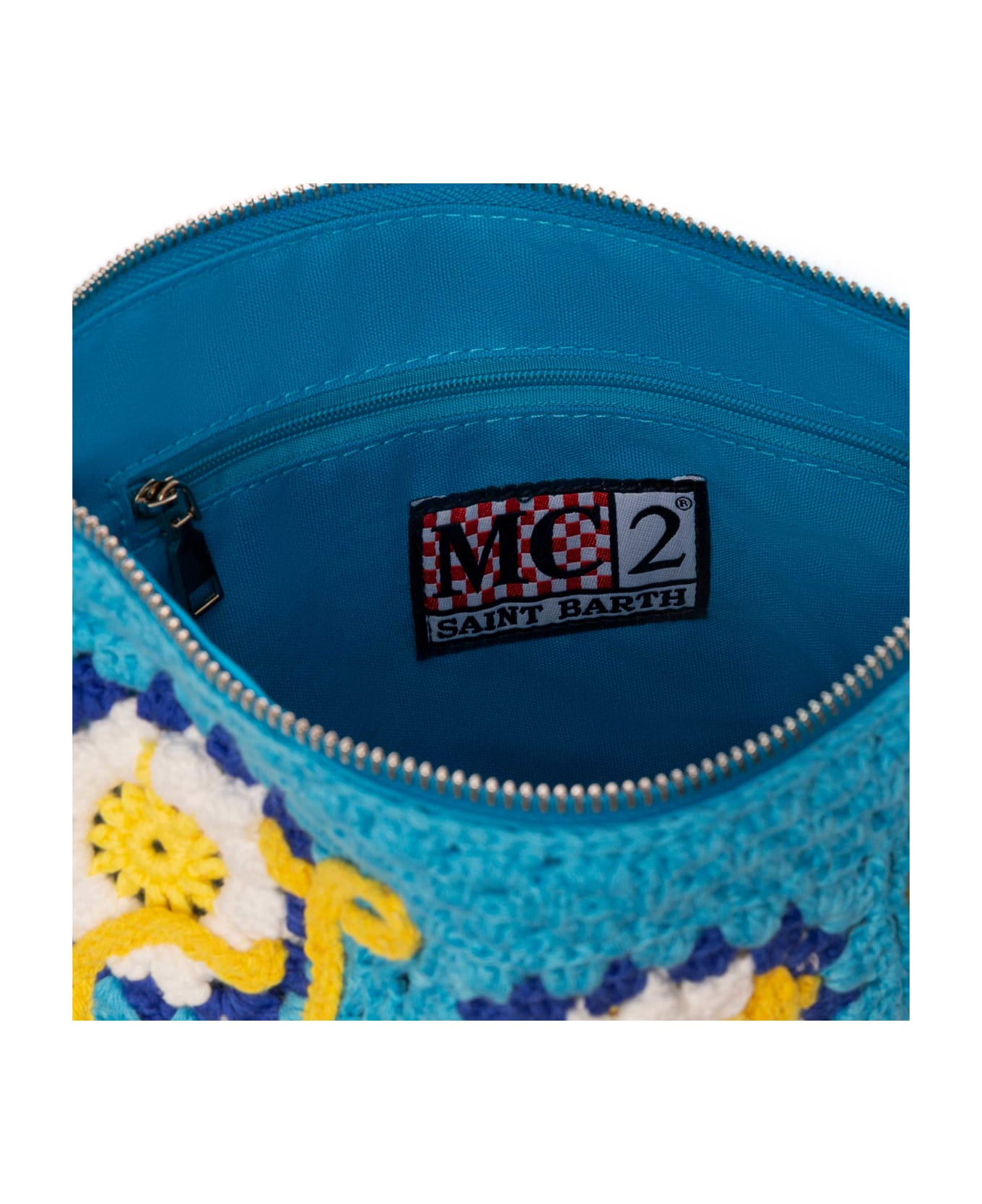 MC2 Saint Barth Parisienne Crochet Pouch Bag With Daisy Embroidery - BLUE トラベルバッグ