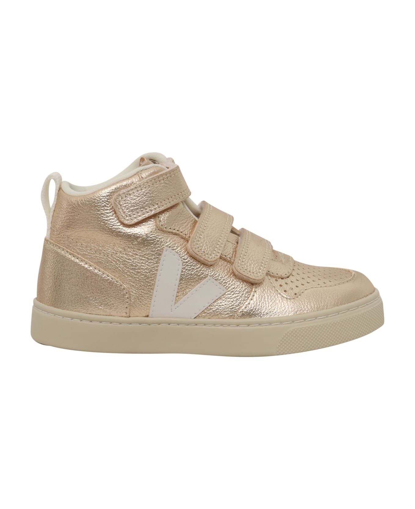 Veja Small V-10 Mid Chromefree Leather Platine_white Sneakers - WHITE