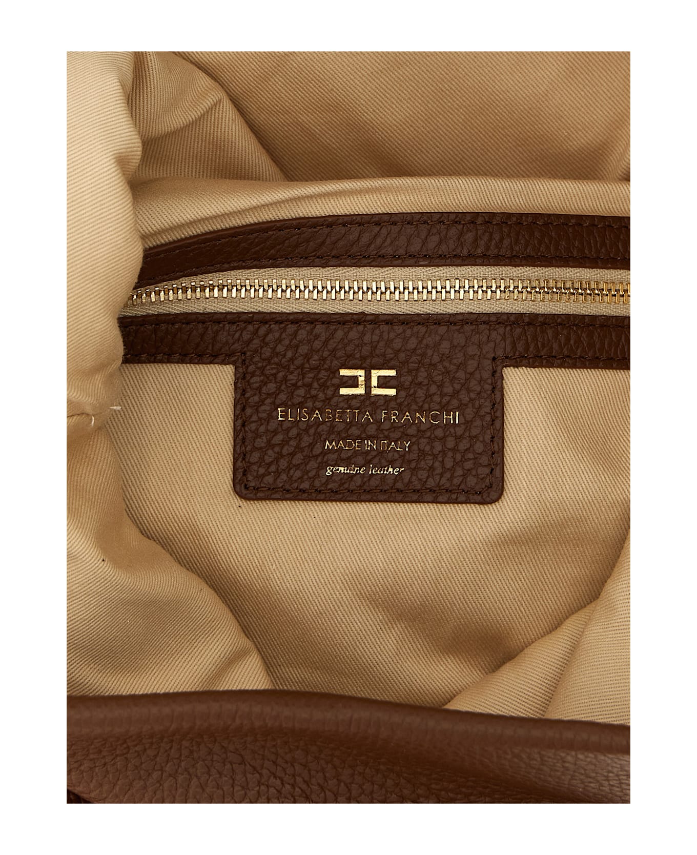 Elisabetta Franchi Logo Shoulder Bag - Brown