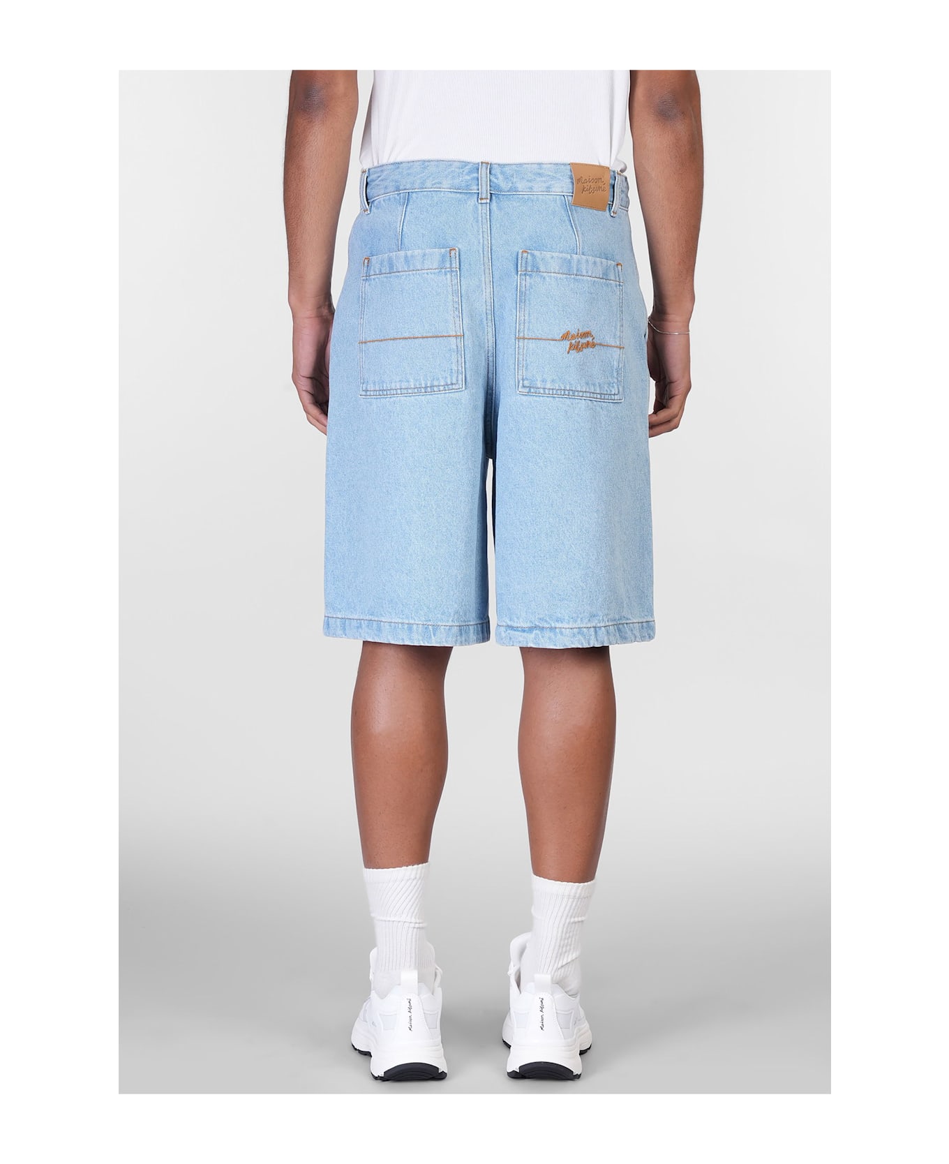 Maison Kitsuné Shorts In Blue Denim - blue