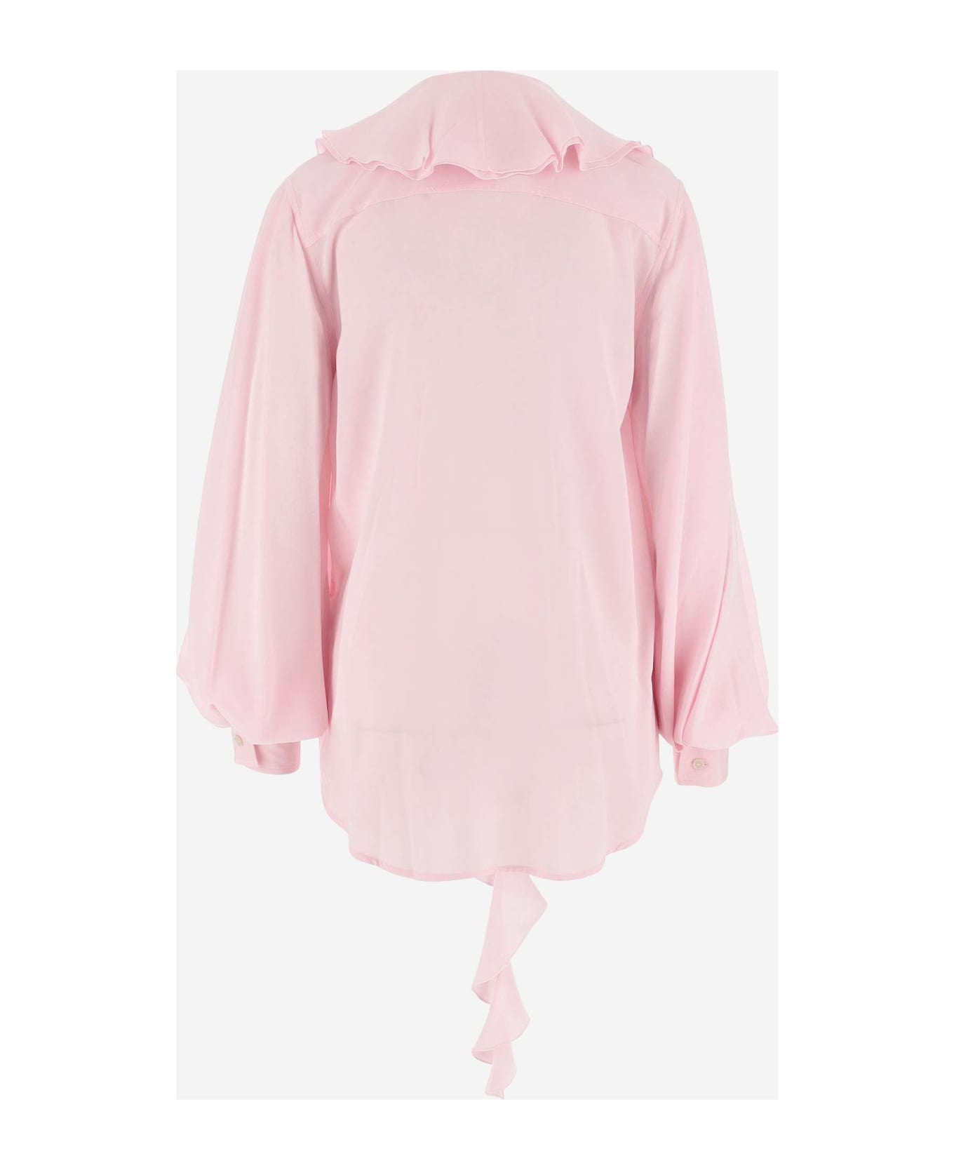 Victoria Beckham Silk Shirt With Ruffles - Pink