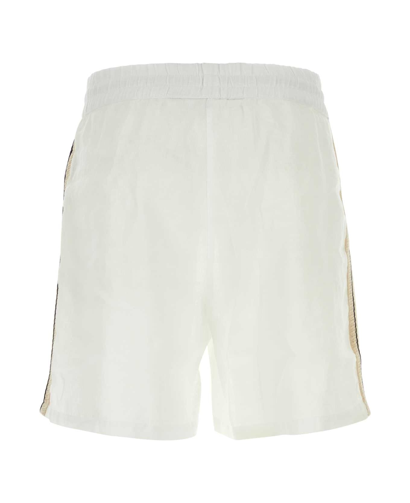 Palm Angels White Linen Bermuda Shorts - OFFWHITE ショートパンツ