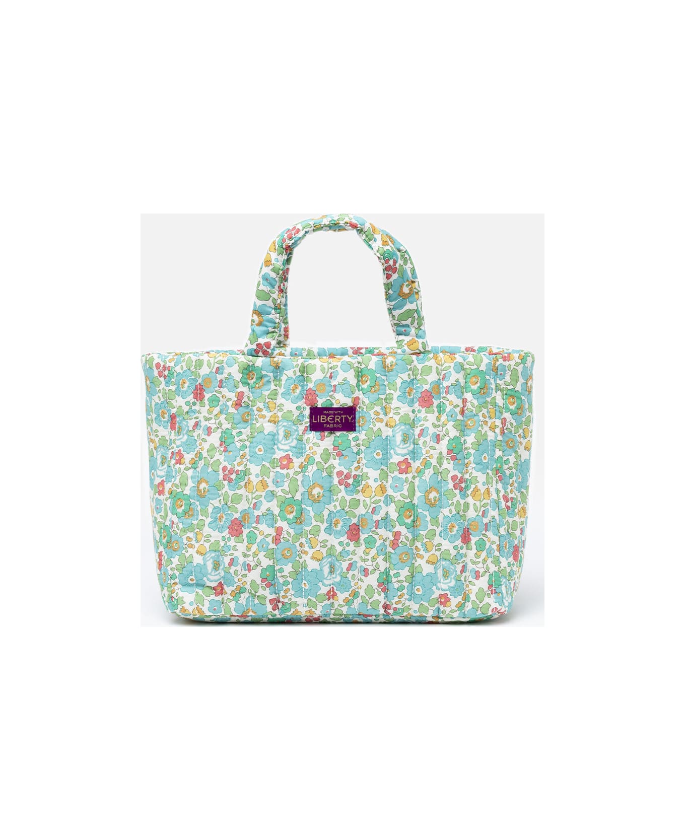 MC2 Saint Barth Betsy Quilted Soft Tote Mid Bag | Made With Liberty Fabric - GREEN