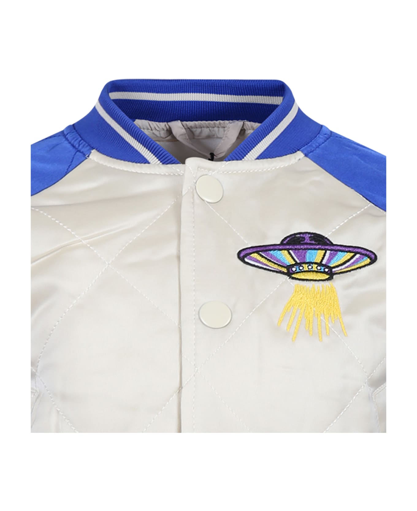 Molo Beige Jacket For Boy With Ufo - Multicolor