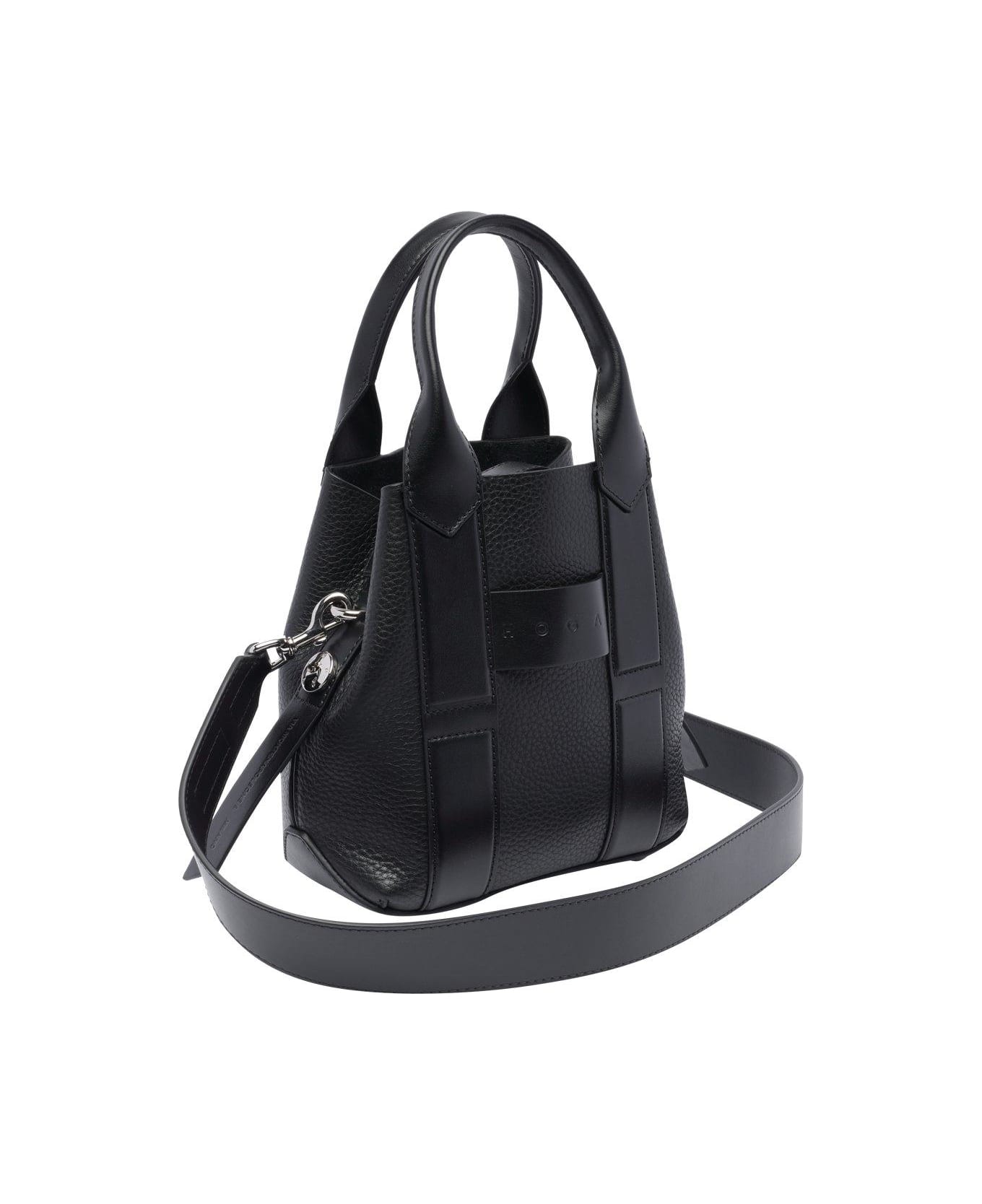 Hogan Small Script Shopping Bag - Black