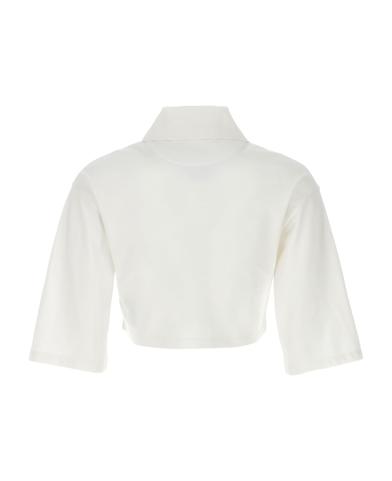 Palm Angels 'monogram' Crop Polo Shirt - White/Black