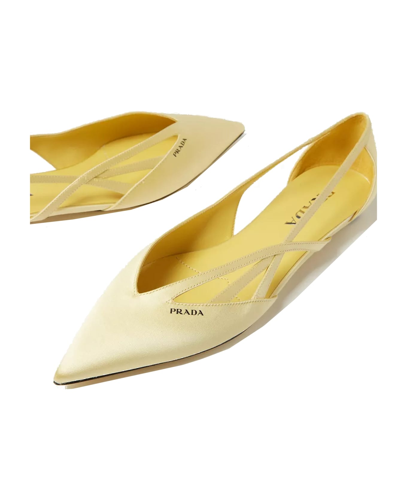 Prada Satin Ballerina Flats - Yellow