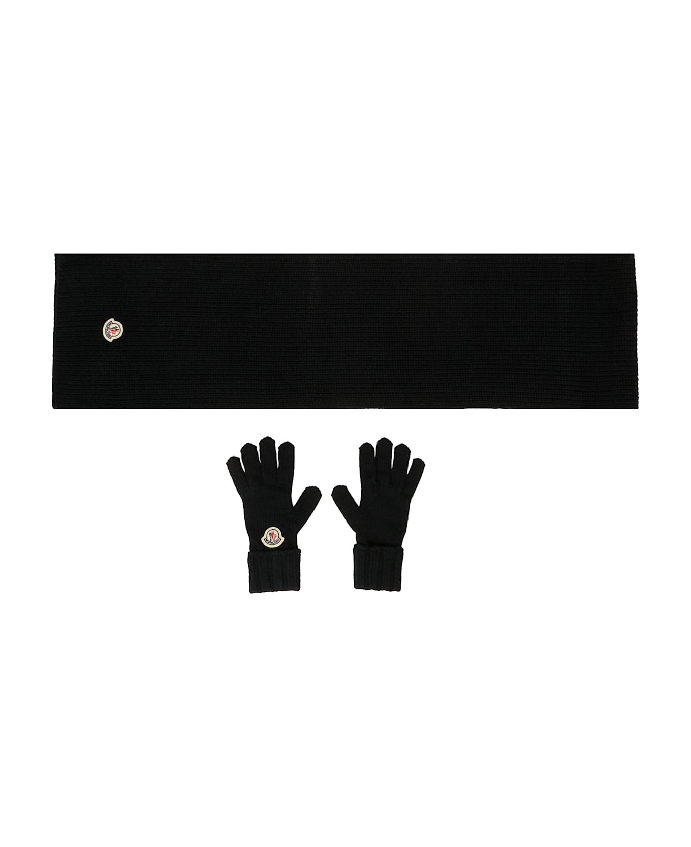 Moncler Black Accessory Set For Girl With Logo - Black