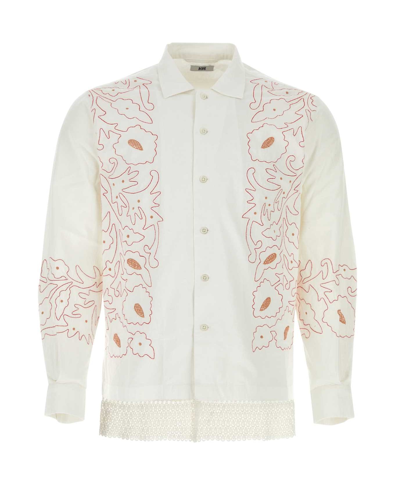 Bode Embroidered Cotton Shirt - REDWHITE