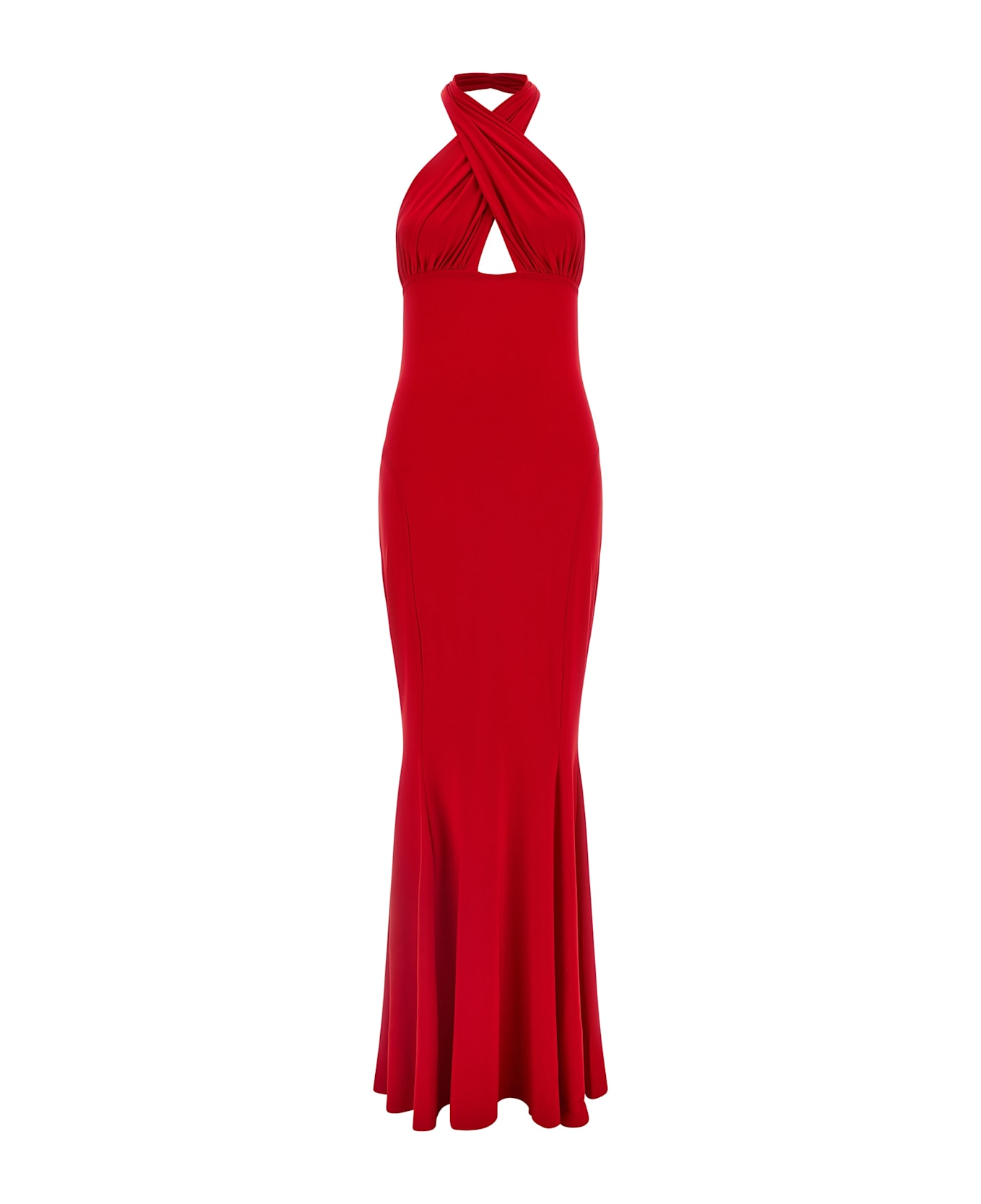 Norma Kamali 
cross Halter Fishtail
 Dress - Red