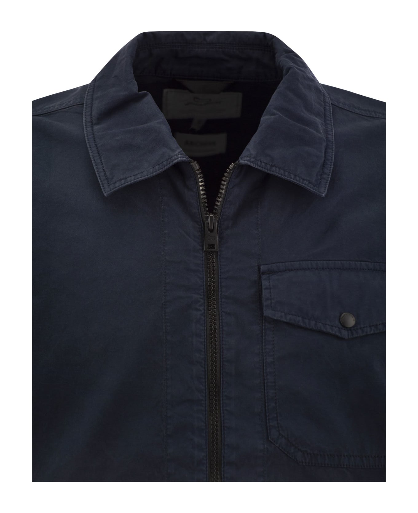 Woolrich Garment-dyed Shirt Jacket In Pure Cotton - NAVY