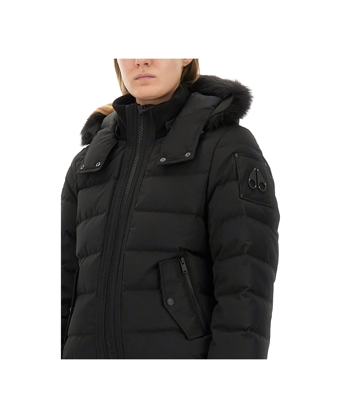 Moose Knuckles Jacket With Logo - BLACK