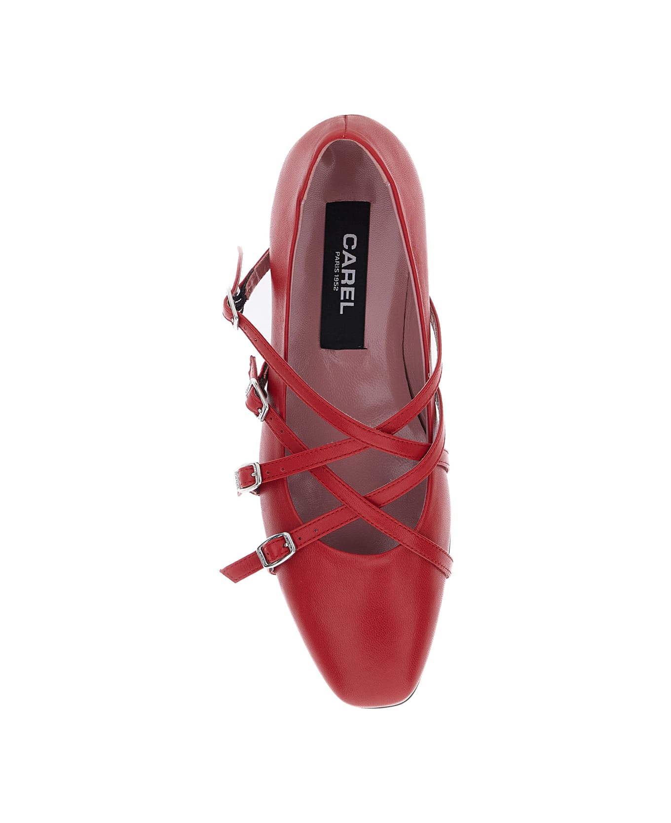 Carel 
eloise
 Red Ballet Shoes With Criss-crossed Adjustable Straps In Leather Woman - Red