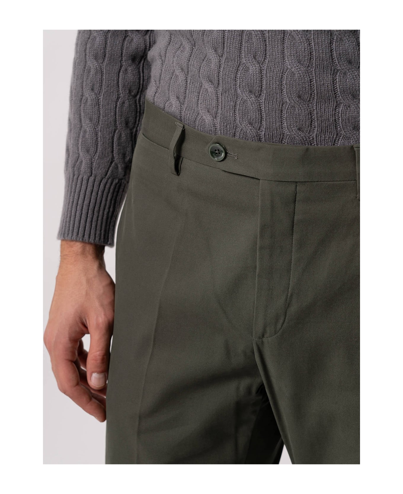 Larusmiani Velvet Trousers Howard Pants - Olive