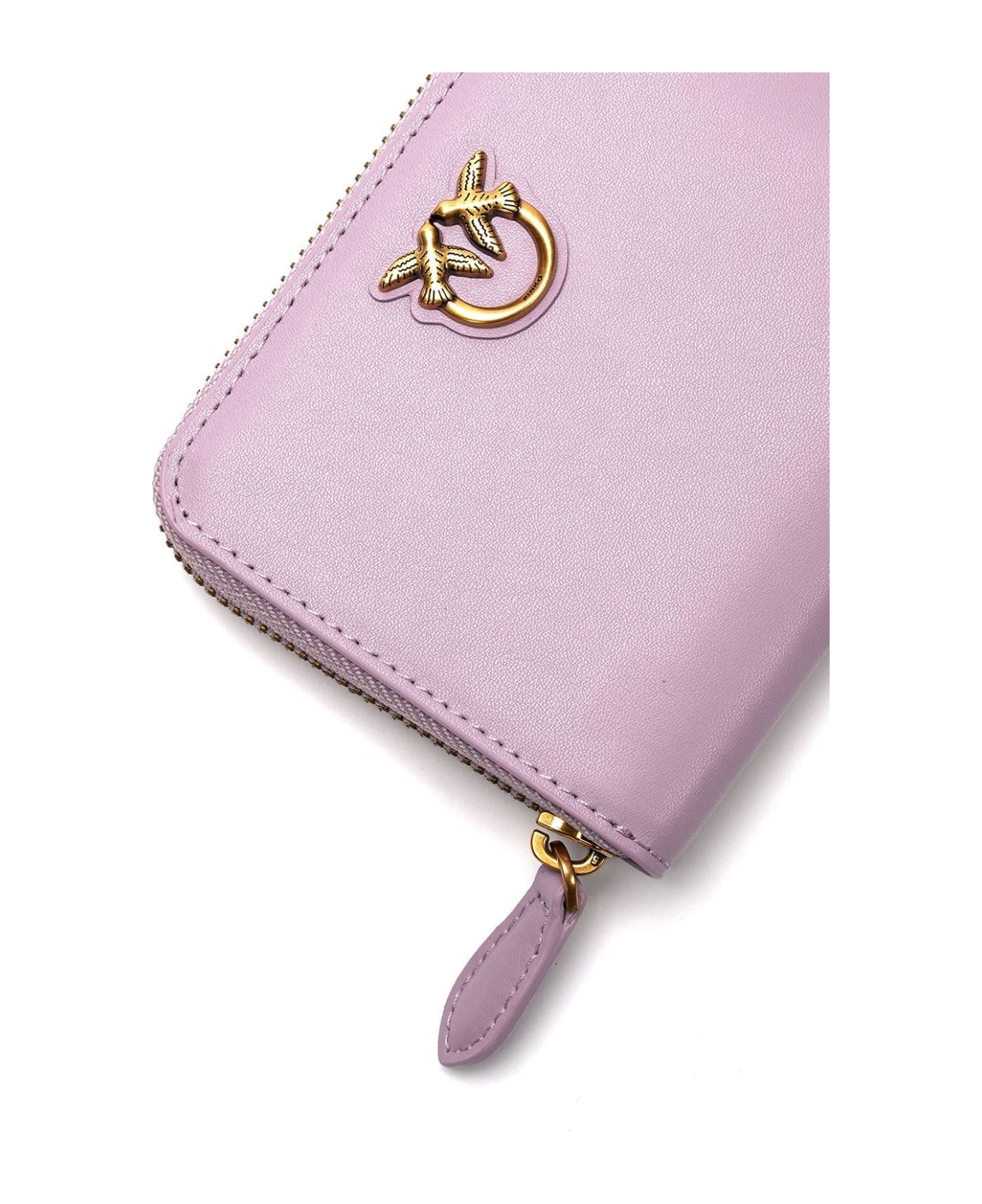 Pinko Logo Plaque Zip Around Wallet Pinko - PINK