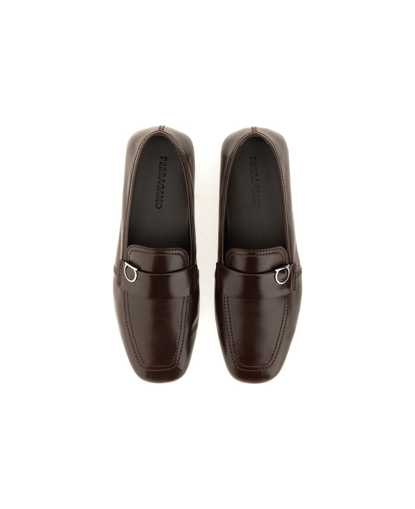 Ferragamo Moccasin Ornament Gancini - BROWN