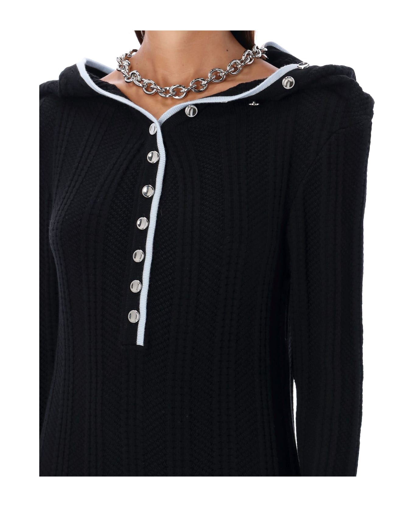 Y/Project Ruffle Necklace Cardigan Dress - BLACK