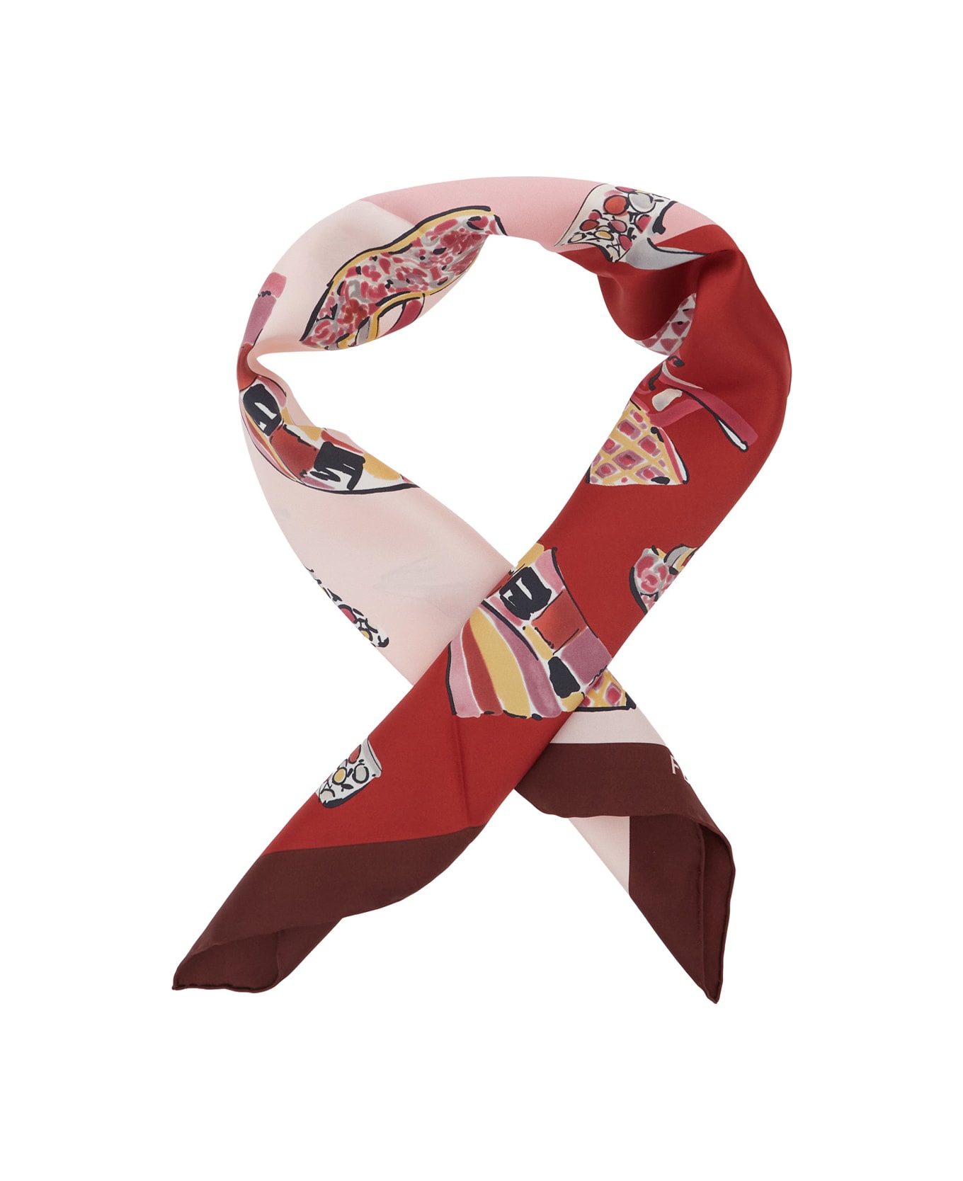 Ferragamo Multicolor Scarf With All-over Print And Logo Lettering In Silk Woman - Multicolor