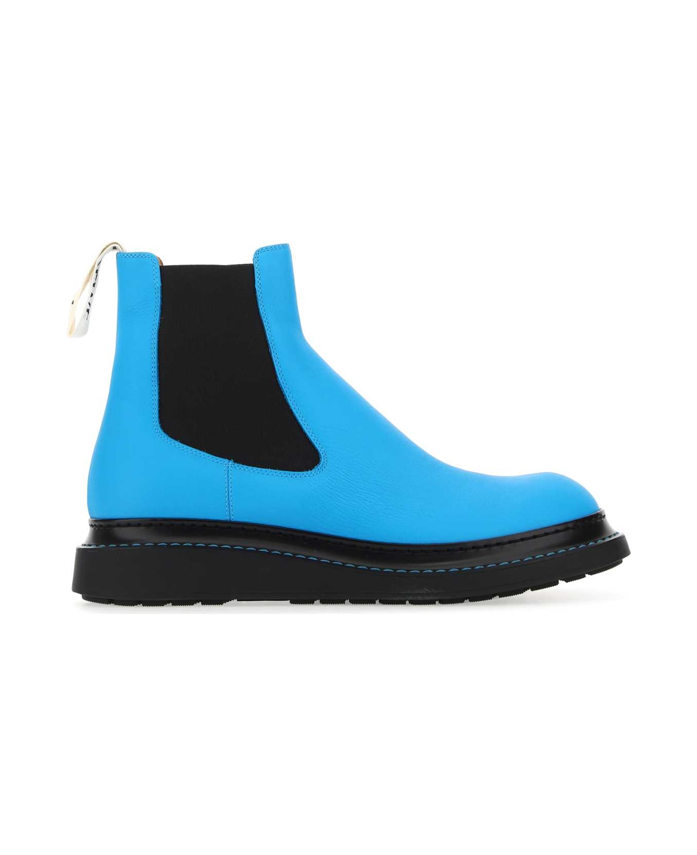 Loewe Fluo Light-blue Leather Ankle Boots - CYAN