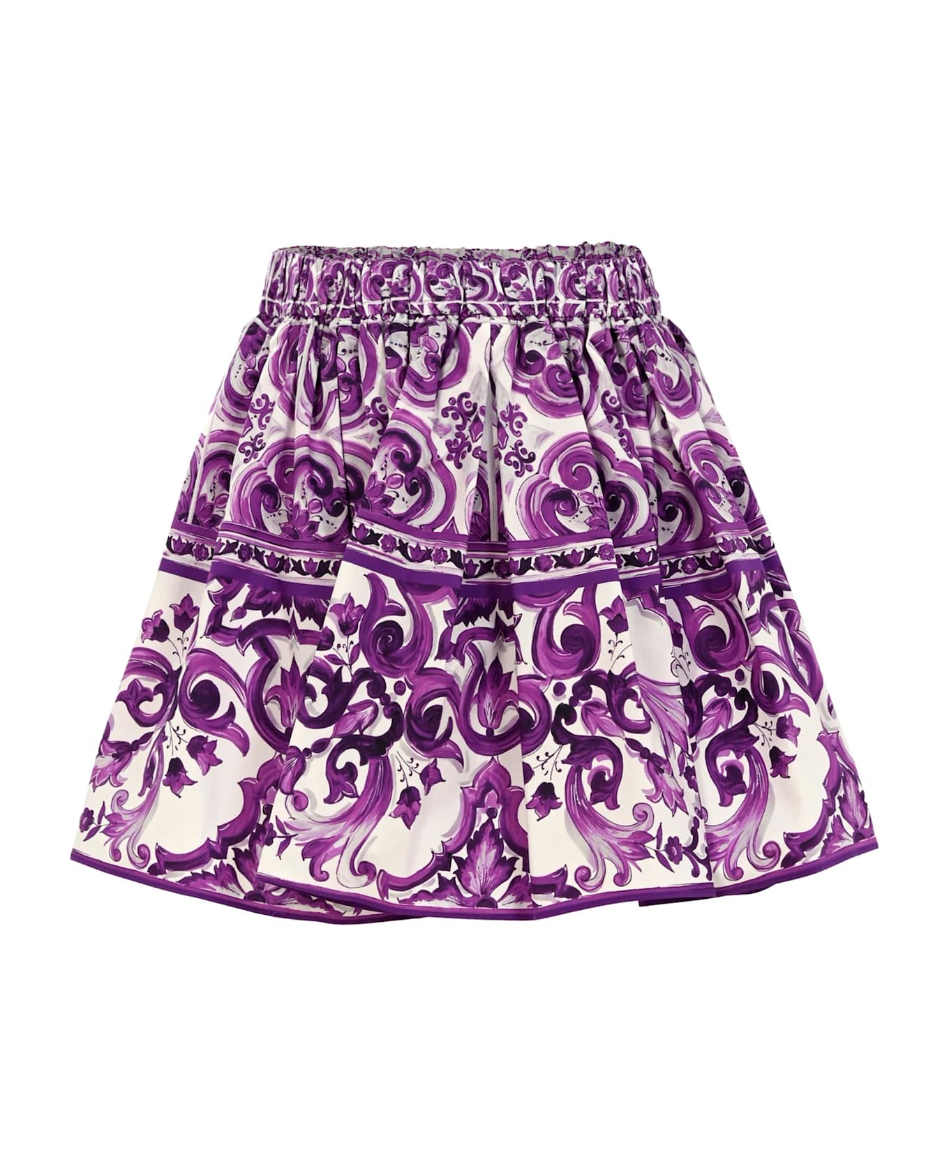 Dolce 
Gabbana Purple Skirt For Girl With Majolica Print - Violet