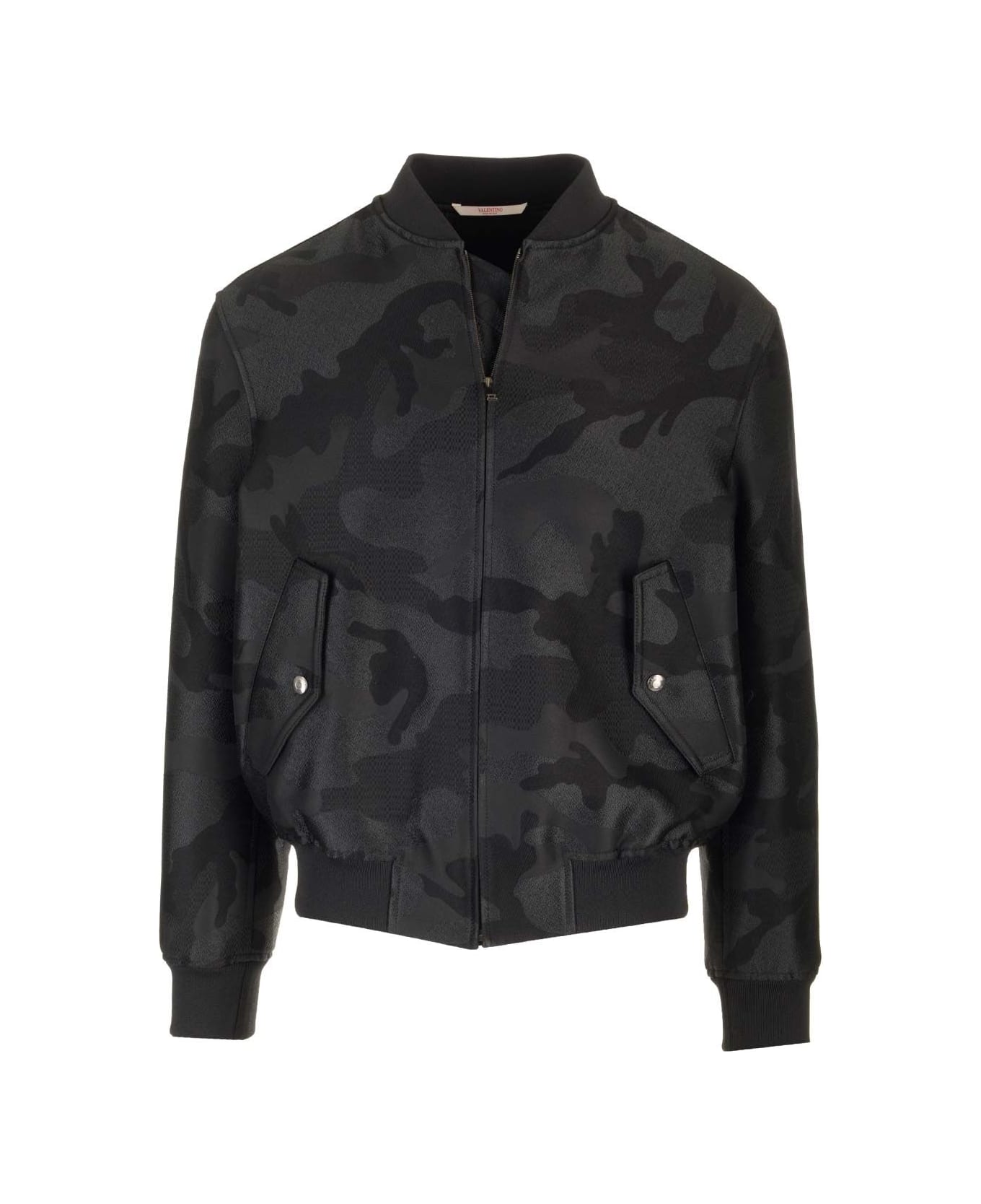 Valentino Garavani Bomber Jacket With All-over Camounoir Pattern - Black