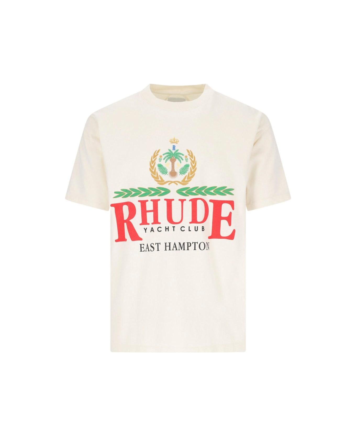 Rhude Logo Print T-shirt - Bianco sporco