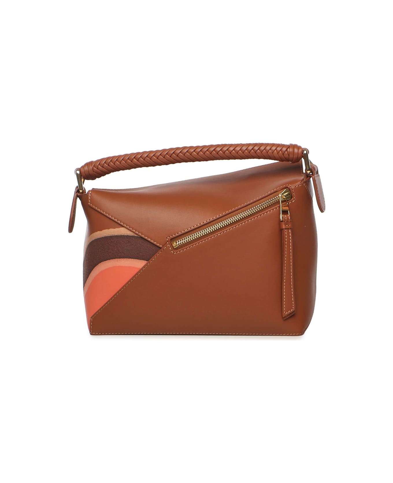 Loewe Small Puzzle Edge Landscape Bag - PECAN/PARROT PINK