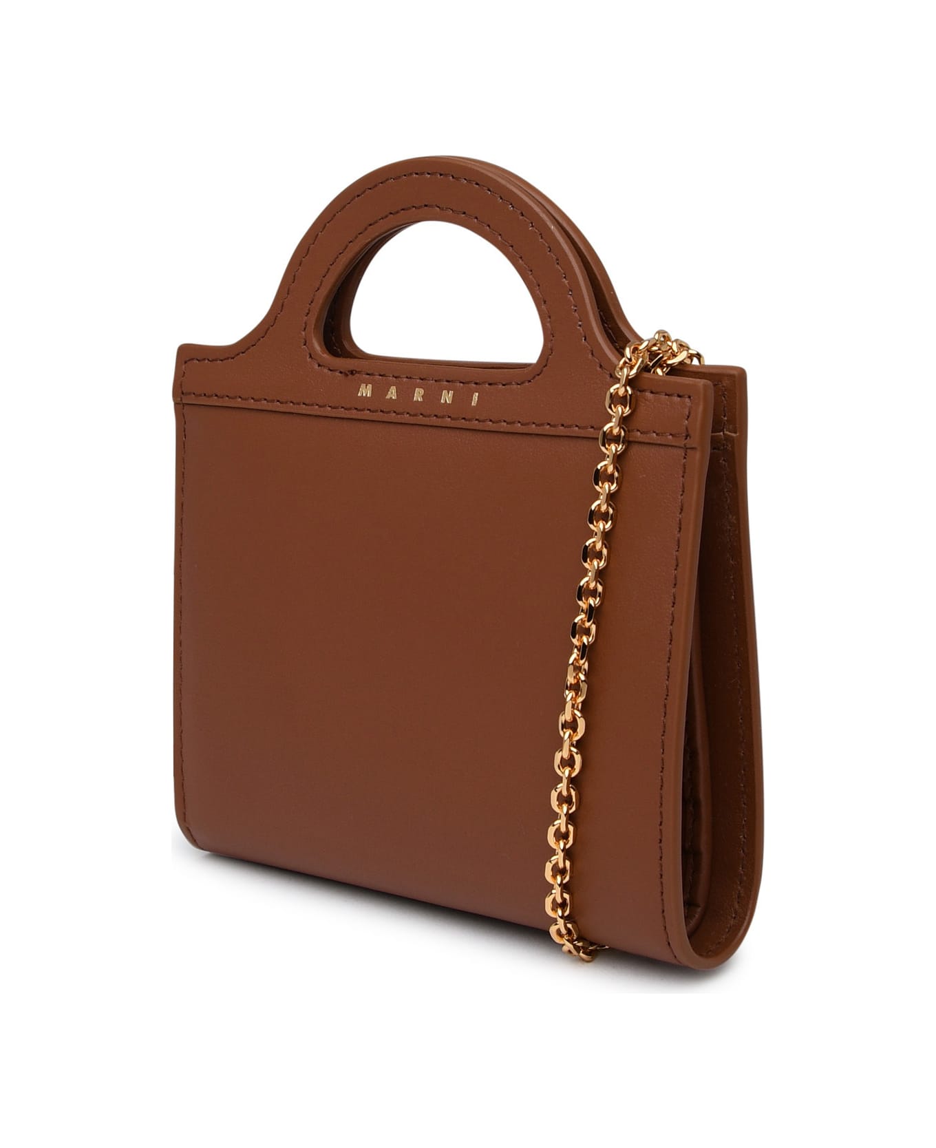 Marni Brown Leather Card Holder - Brown