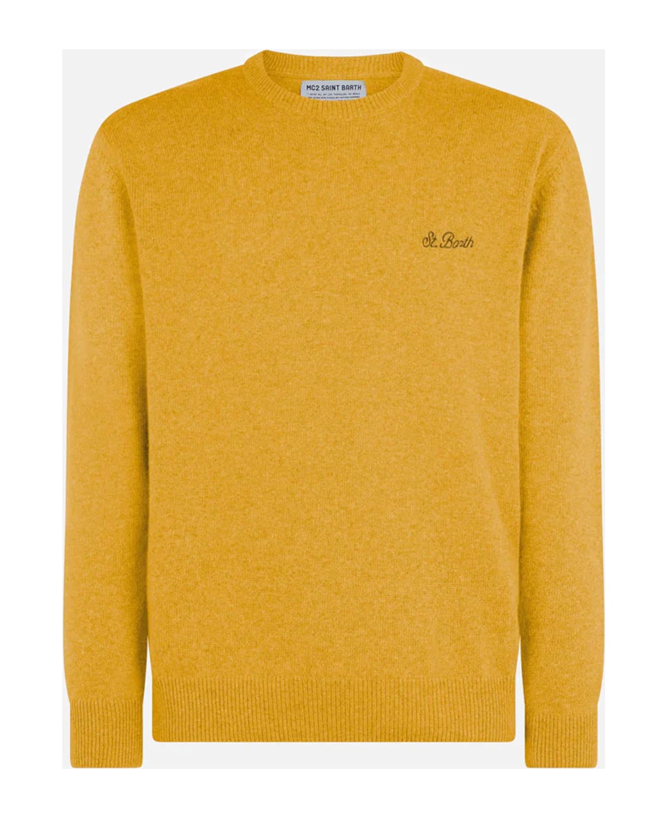 MC2 Saint Barth Ochre Yellow Sweater Regent In Lambswool - YELLOW