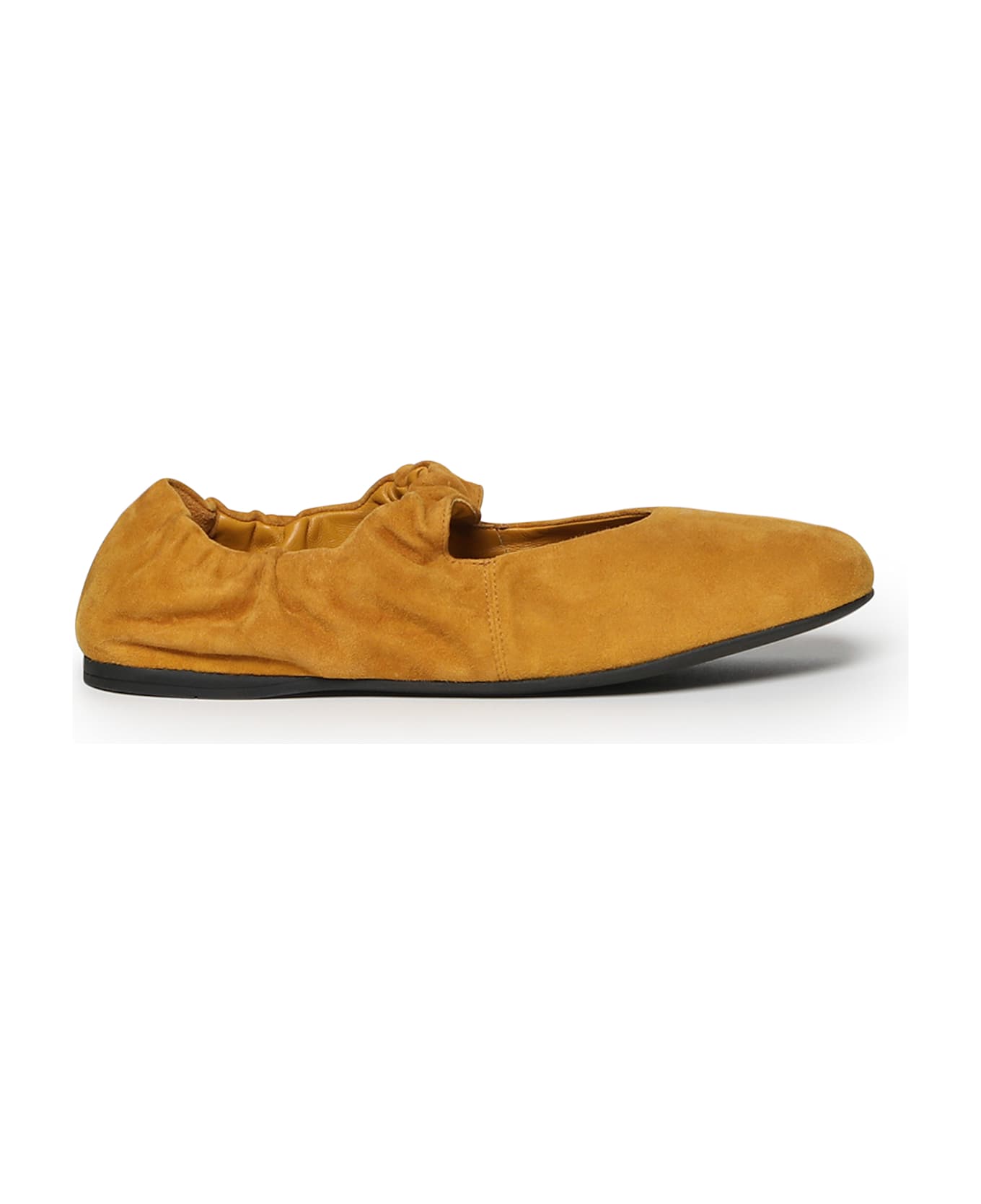 Miu Miu Suede Ruffle Ballerinas - Whiskey
