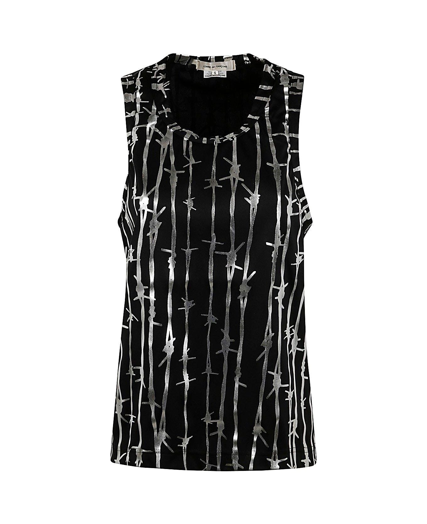 Comme des Garçons Barbed Wire Printed Tank Top - Black