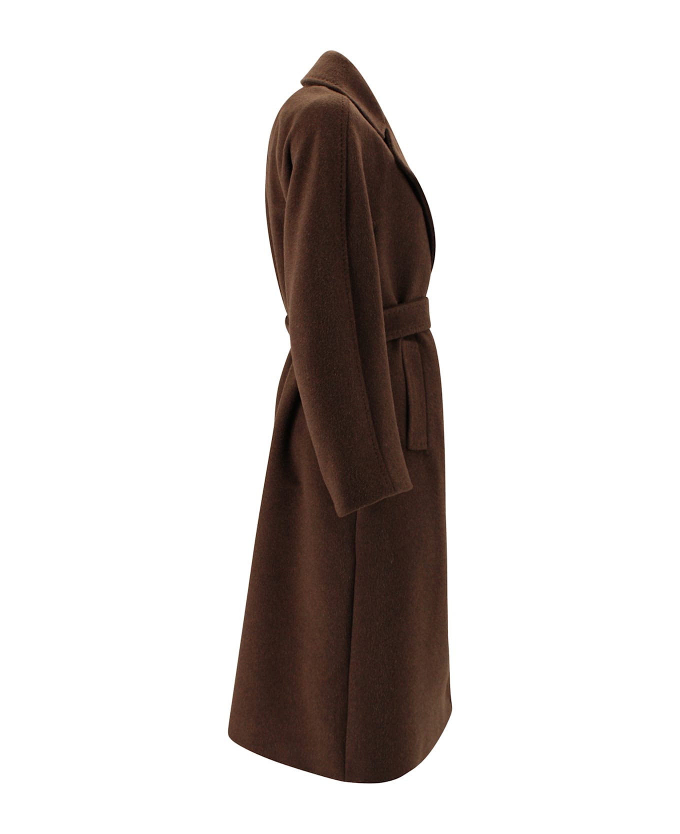 Weekend Max Mara Long Coat In Wool And Alpaca - Cioccolato