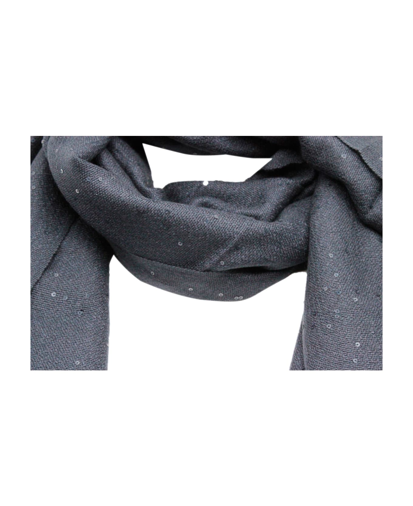Brunello Cucinelli Wide Scarf In Cashmere Silk With Fringes