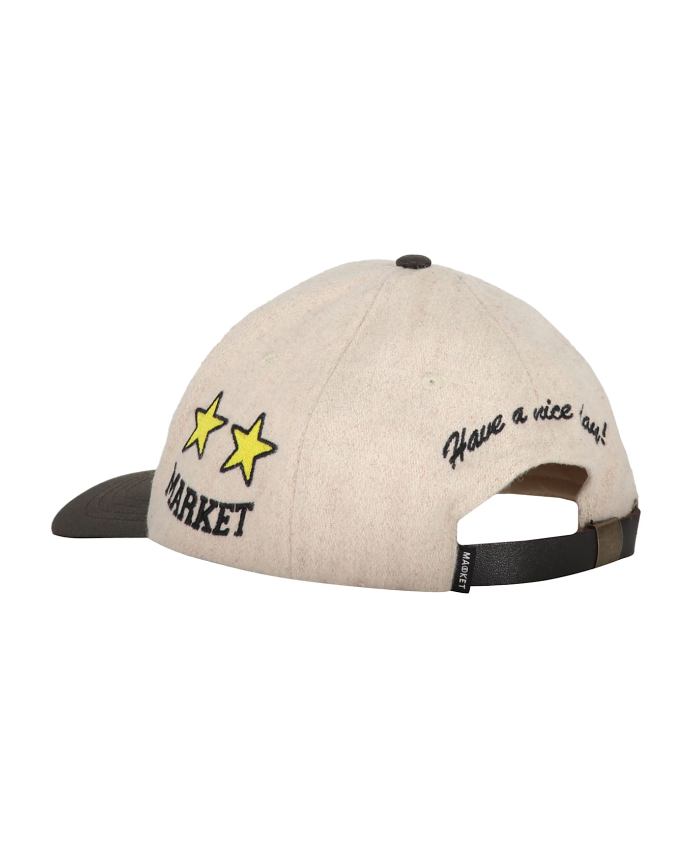 Market Embroidered Patch Baseball Cap - Beige