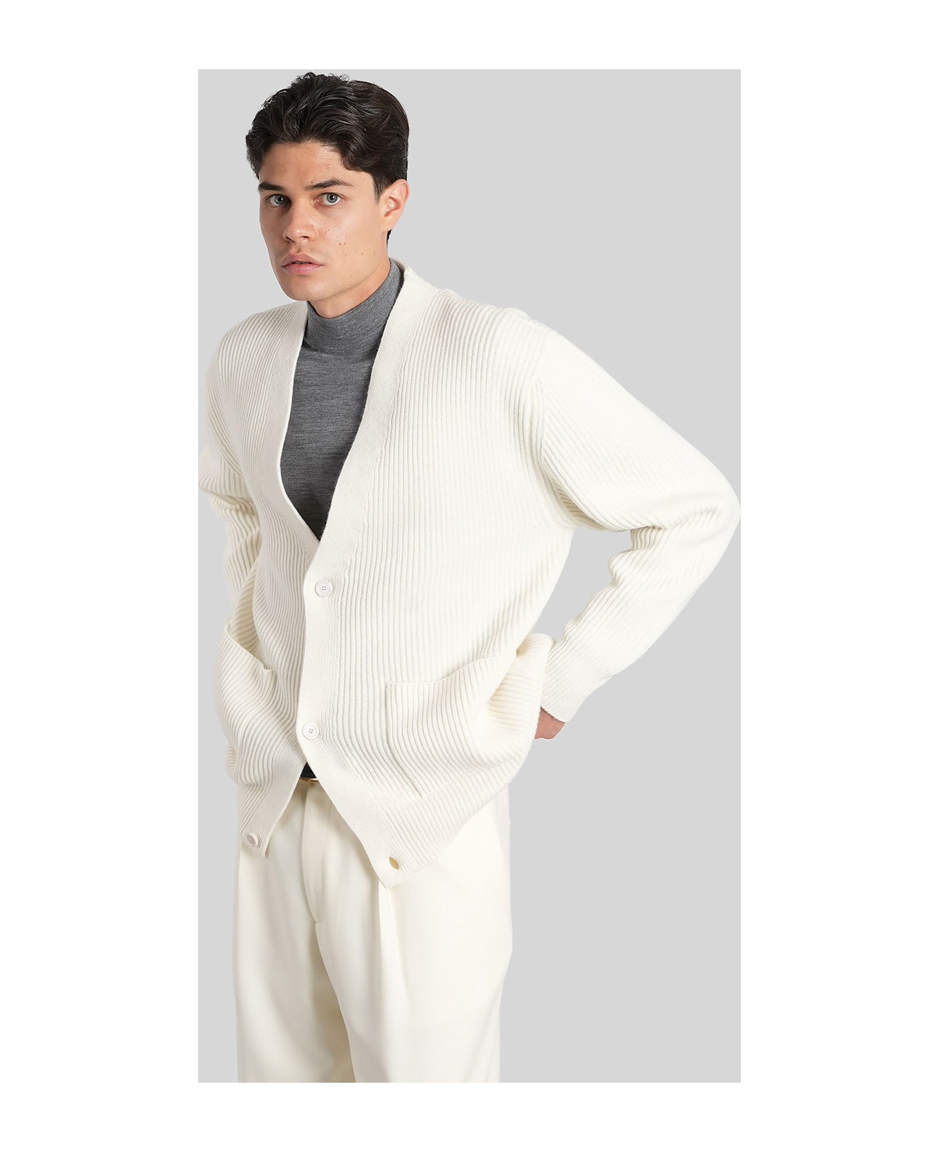 Lardini Cardigan In Beige Wool - beige