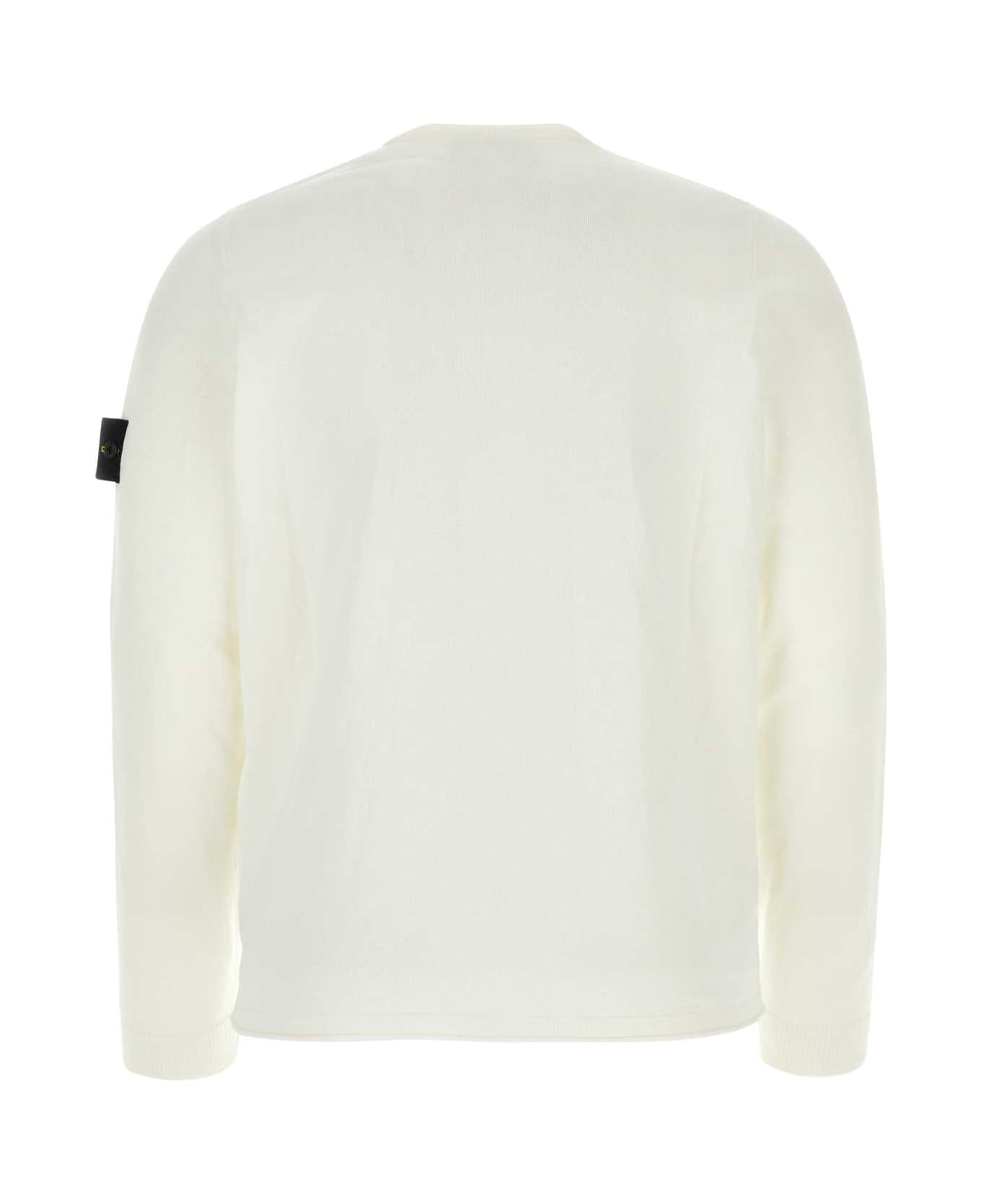 Stone Island White Cotton Sweater - WHT