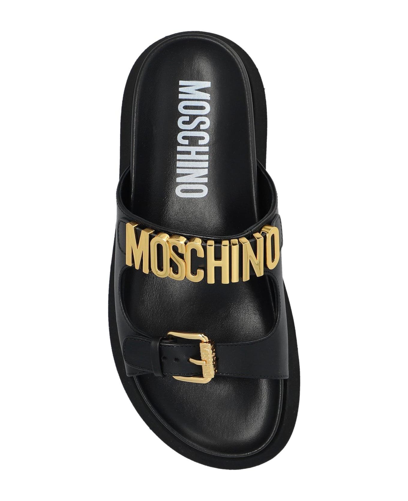 Moschino Logo Lettering Slip-on Sandals - Nero