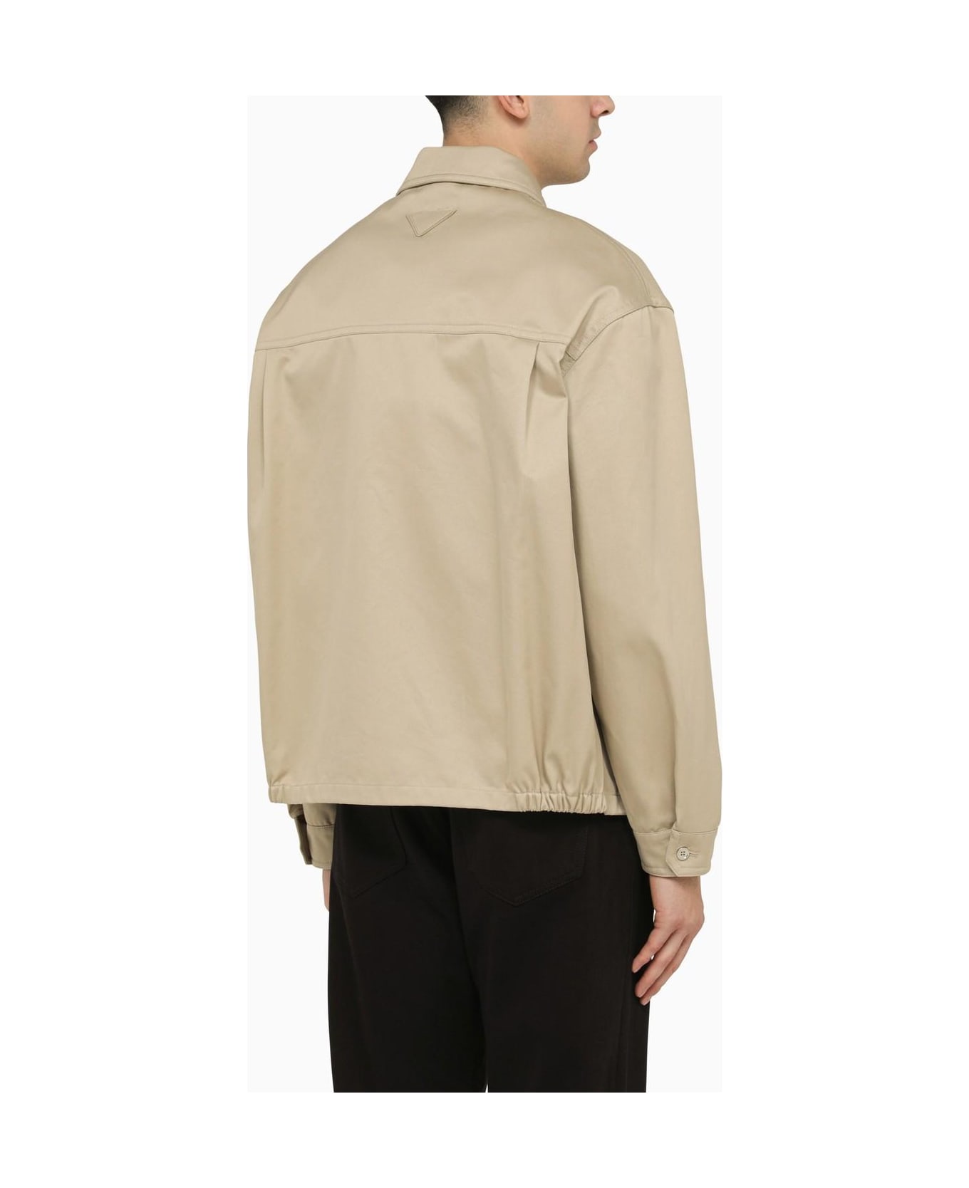 Prada Lightweight Cotton Jacket In Rope Colour - NATURAL