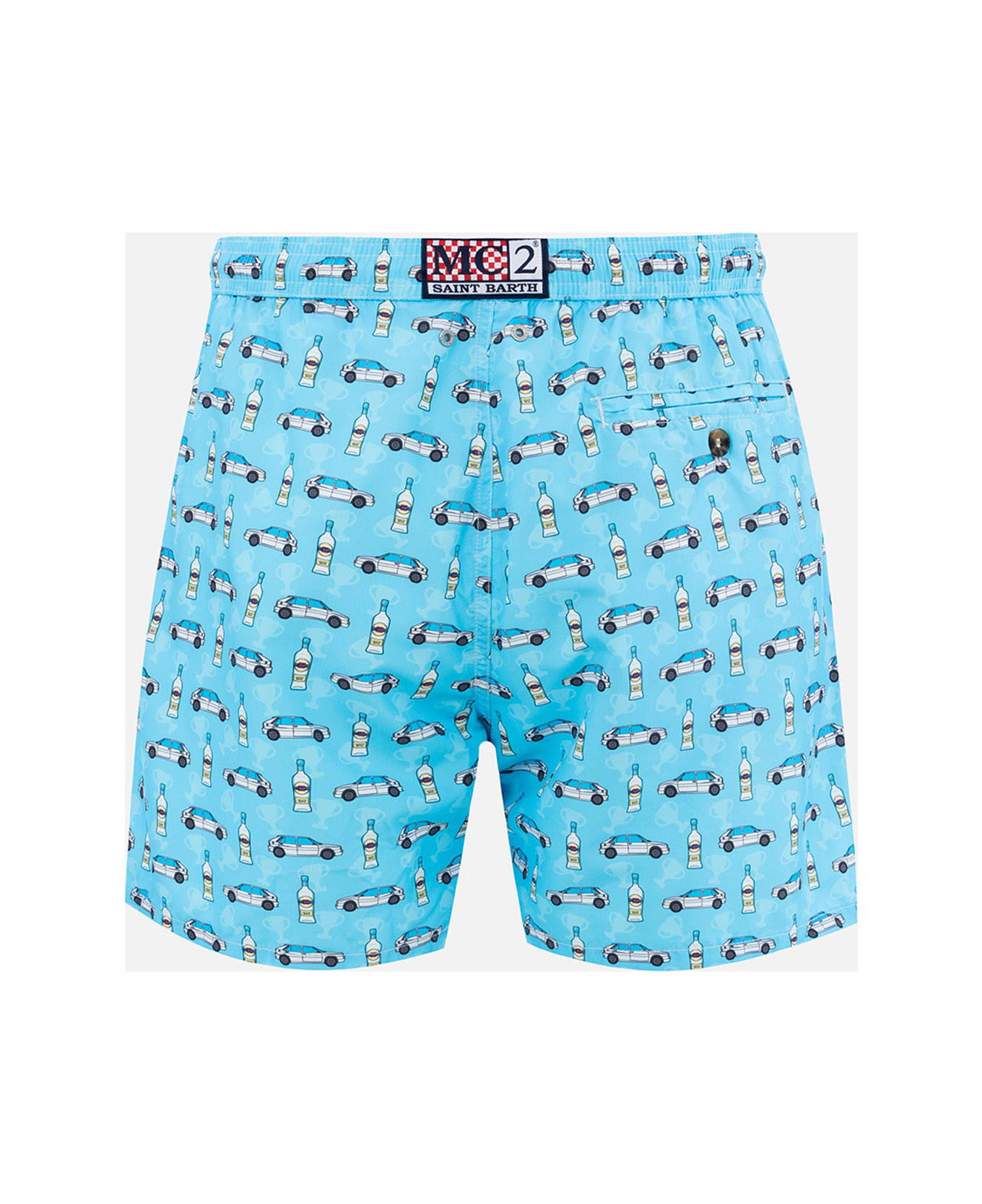 MC2 Saint Barth Man Lightweight Fabric Swim-shorts Lighting Micro Fantasy With Lancia Delta Print | Lancia Special Edition - SKY