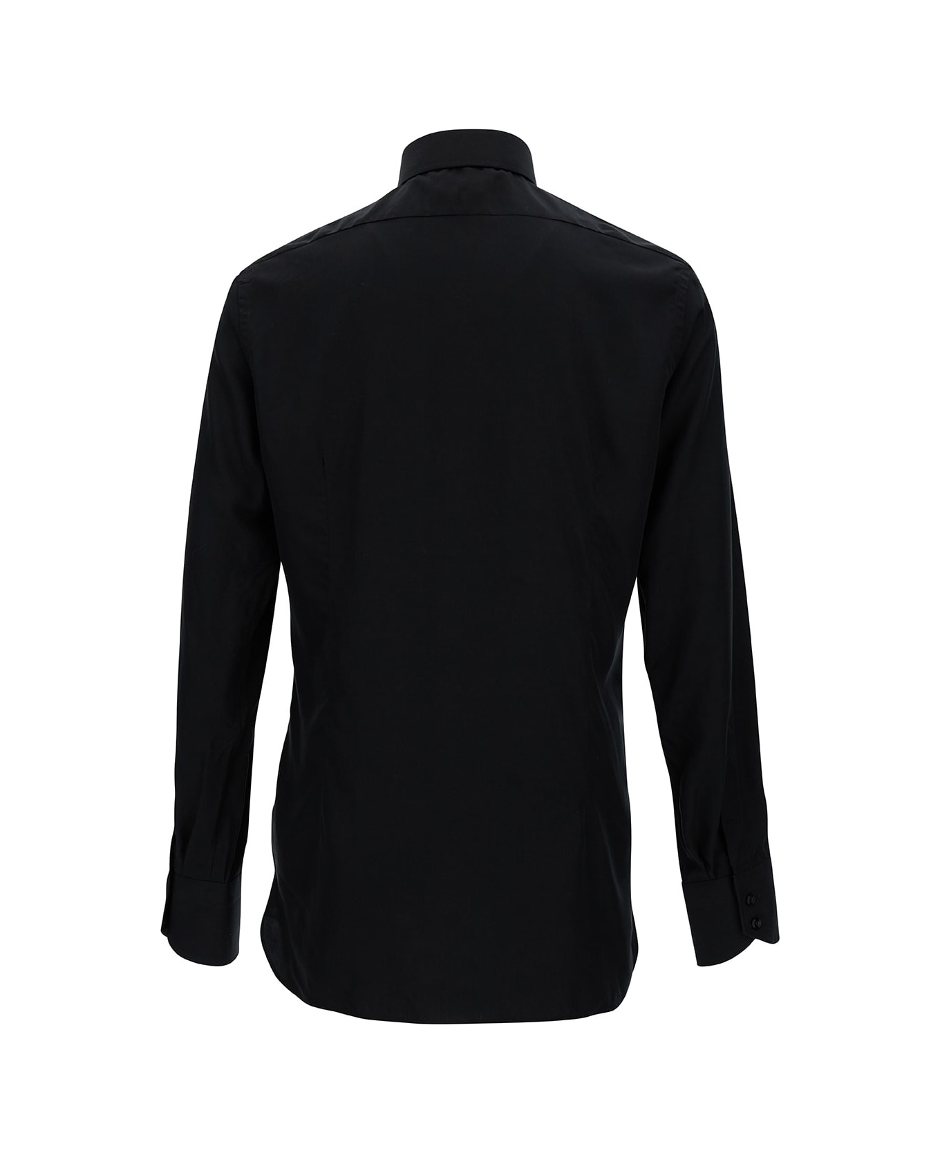 Tom Ford Black Shirt With Pointed Collar In Silk Blend Man - Black