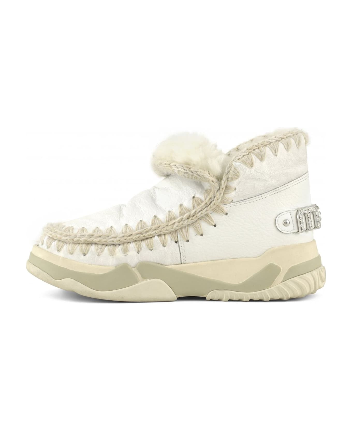 Mou Eskimo Trainer In White Sheepskin - White