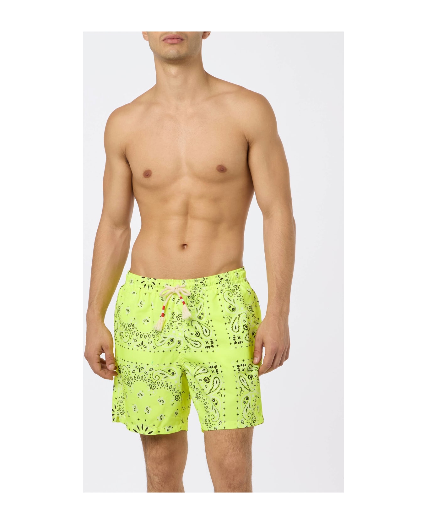 MC2 Saint Barth Man Swim Shorts With Fluo Yellow Bandanna Print