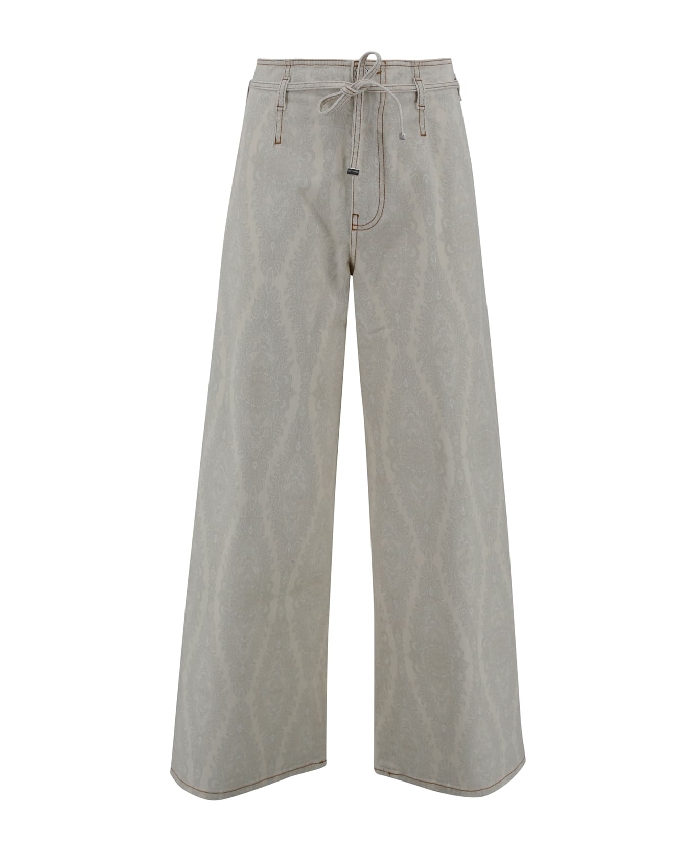 Etro Culottes Jeans With Paisley Medallion Belt - White